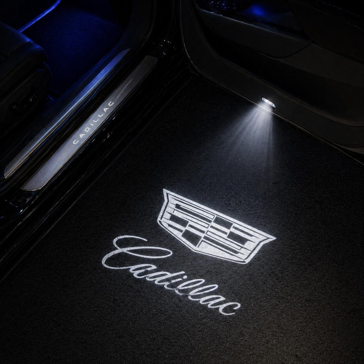 DYUHOP Cadillac White Logo Wireless Welcome Light - 1 Pair