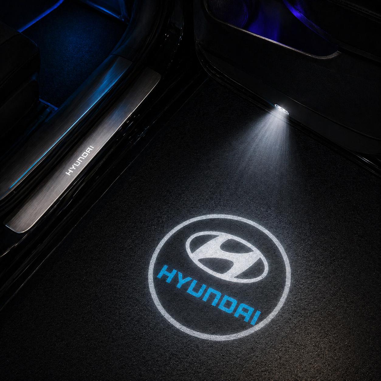 DYUHOP Hyundai Blue Logo Wireless Welcome Light - 1 Pair