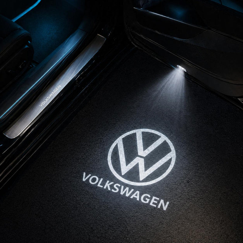 DYUHOP Volkswagen White Letter Logo Wireless Welcome Light - 1 Pair